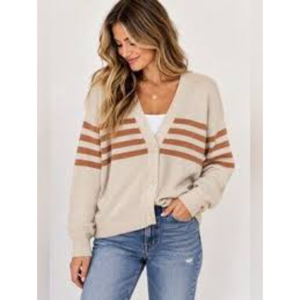 Evereve Georgina striped button-front cardigan